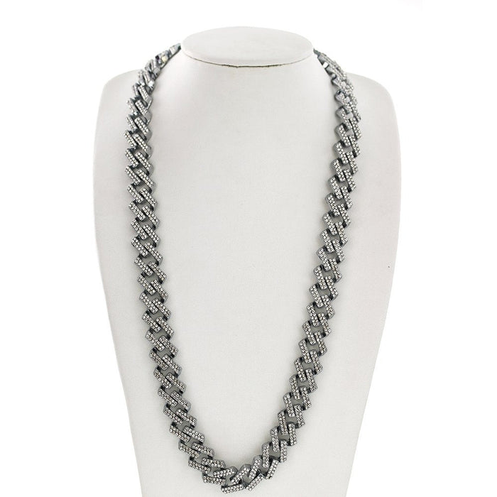13 MM Full Stones Chain With Stones Lock FSC 1003 18" S - ChainsOnly