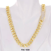 10 MM Stones Lock Cuban Chain FSC 1039 - ChainsOnly