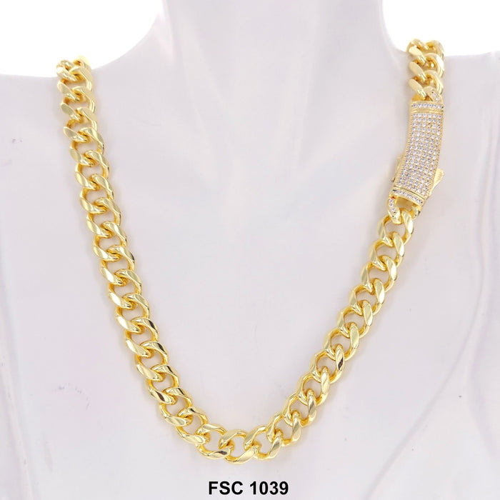 10 MM Stones Lock Cuban Chain FSC 1039 - ChainsOnly