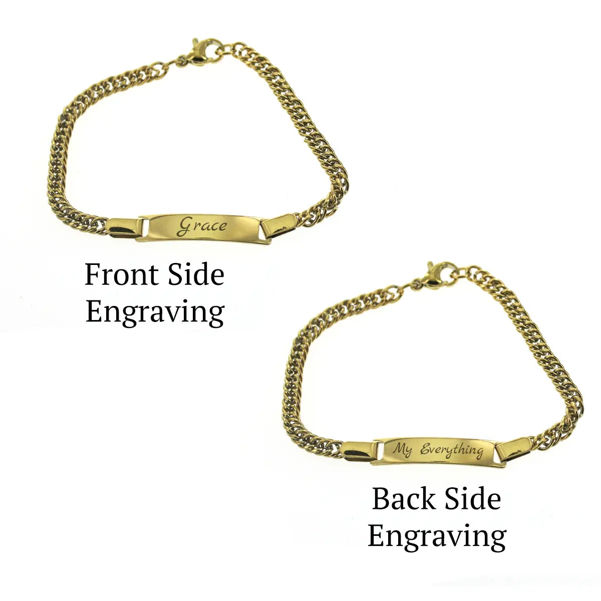 Men Custom Coordinate Gold Curb Link Bracelet