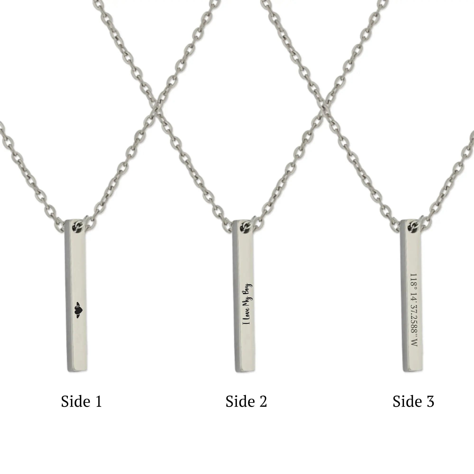 Vertical silver Bar Necklace