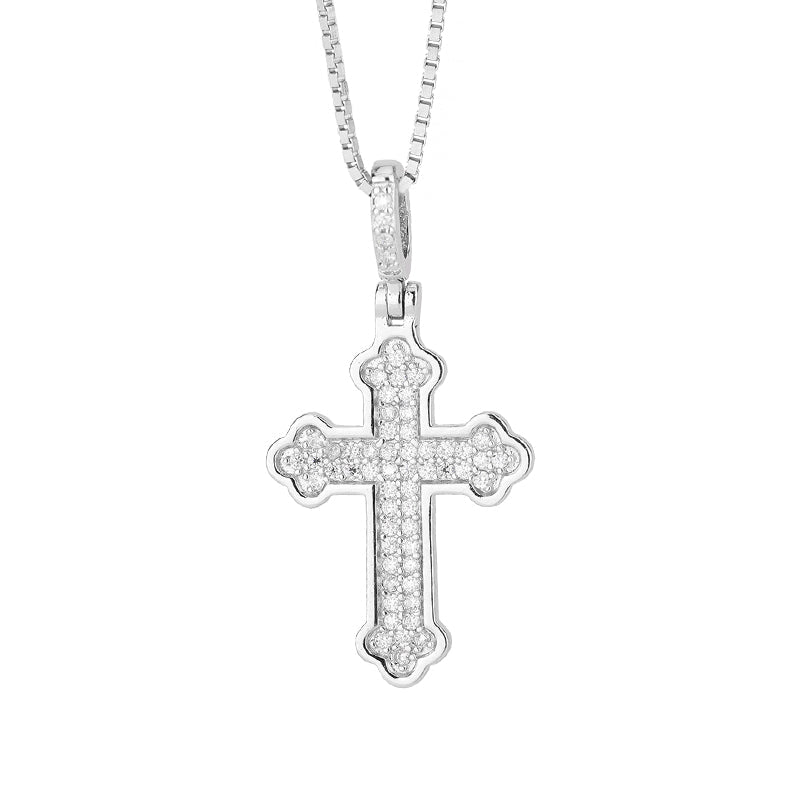 925 Sterling Cross Pendant With Chain MOS925 N1 - ChainsOnly