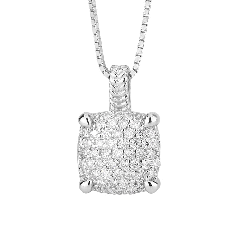 925 Sterling Square Pendant With Chain MOS925 N7 - ChainsOnly