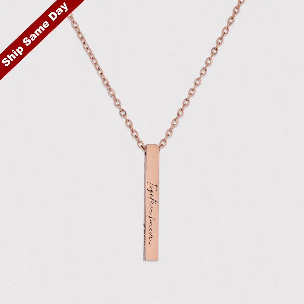 Vertical Square Rose Gold Name Bar Necklace , Square Necklace 