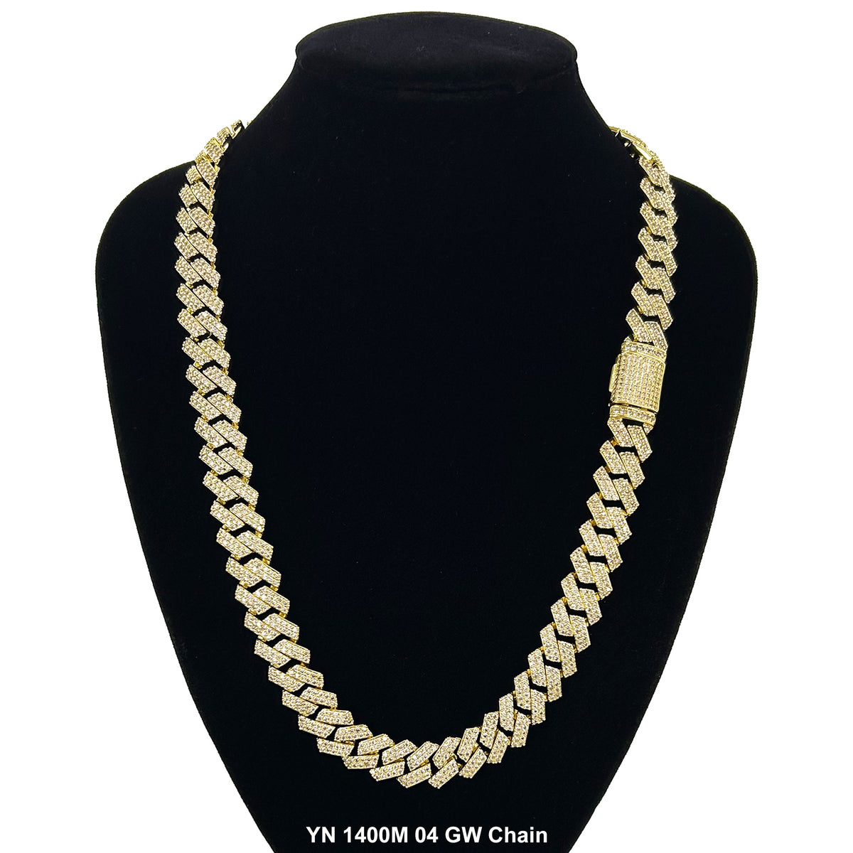 14 MM Micro CZ Stones Chain YN1400M04 GW - ChainsOnly