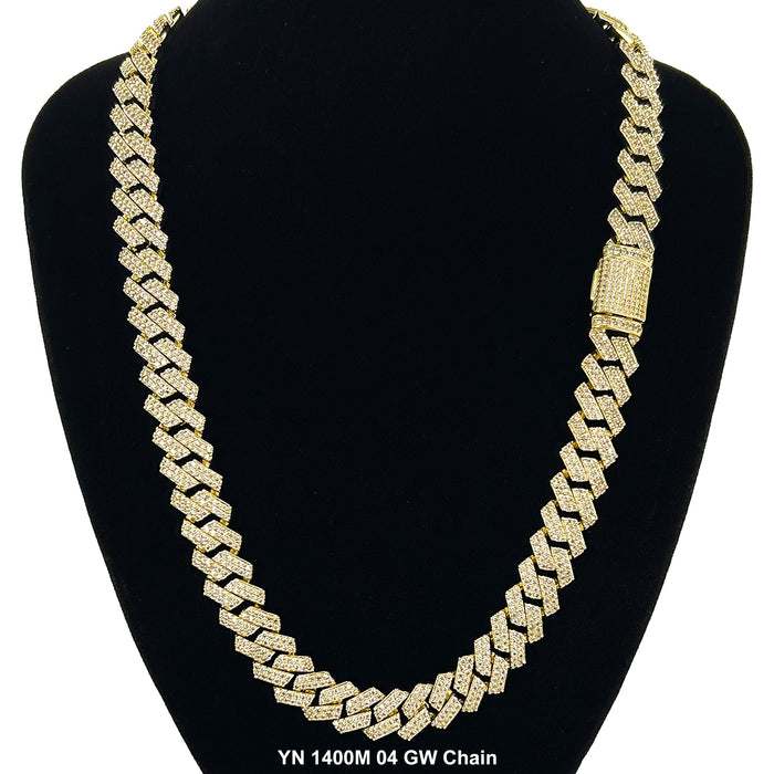 14 MM Micro CZ Stones Chain YN1400M04 GW - ChainsOnly