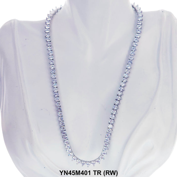 4 MM Micro Pave Triangle Tennis Necklace YN45M401 TR RW - ChainsOnly