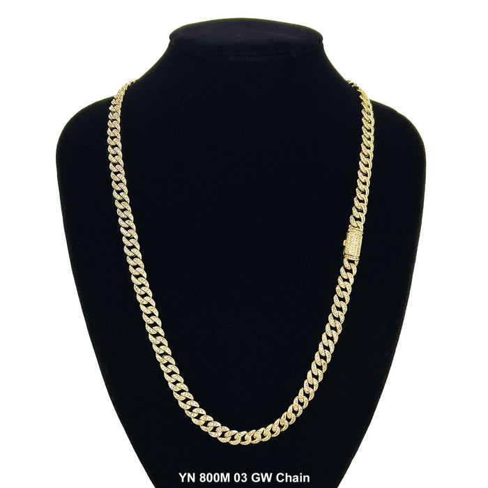 8 MM Micro CZ Stones Chain YN8003M03 GW - ChainsOnly