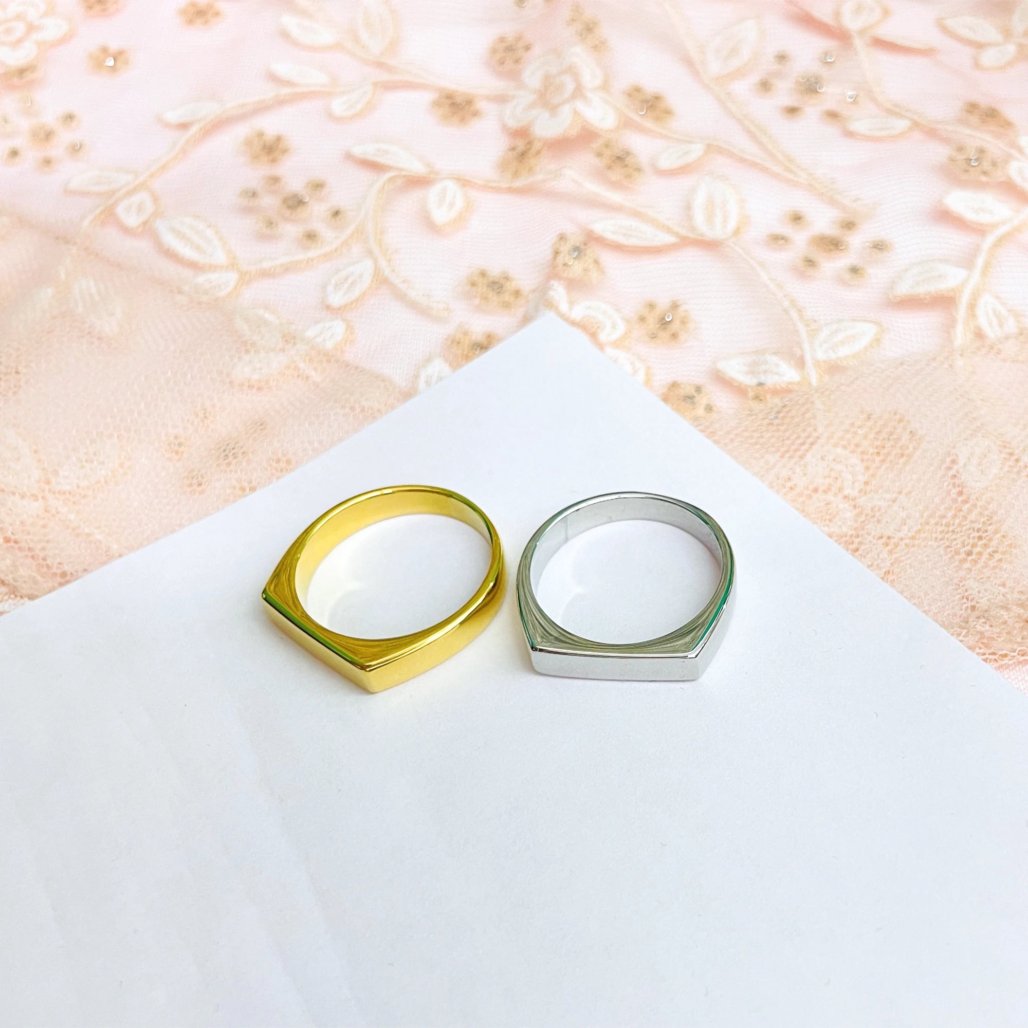 Personalized Gold Silver Rings, Dainty Name ring