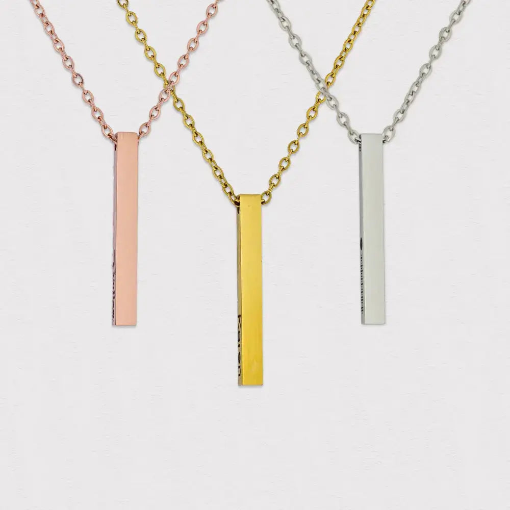Vertical Square Rose Gold, gold, silver  Name Bar Necklace , Square Necklace 