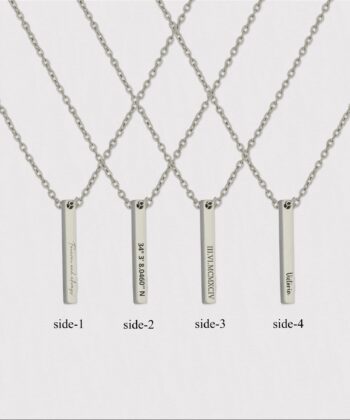 04_15 3D Bar Necklace,4 side necklace,Date Necklace,Minimalist Necklace,Necklace for women,Signature Necklace,coordinate necklace,custom name necklace,engraved necklace,gift for boyfriend,gift for men,gold bar necklace,his and hers gifts