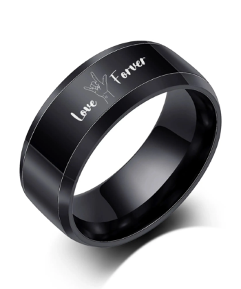 Promise Ring for Him,asl gifts,asl jewelry,asl ring,couple ring set,custom name ring,engraved ring,gift for boyfriend,gift for girlfriend,his and hers rings,initial ring,sign language gift,stackable name rings