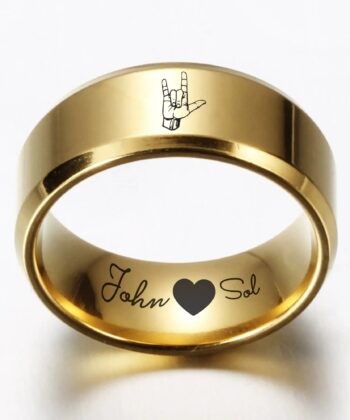 Promise Ring for Him,asl gifts,asl jewelry,asl ring,couple ring set,custom name ring,engraved ring,gift for boyfriend,gift for girlfriend,his and hers rings,initial ring,sign language gift,stackable name rings