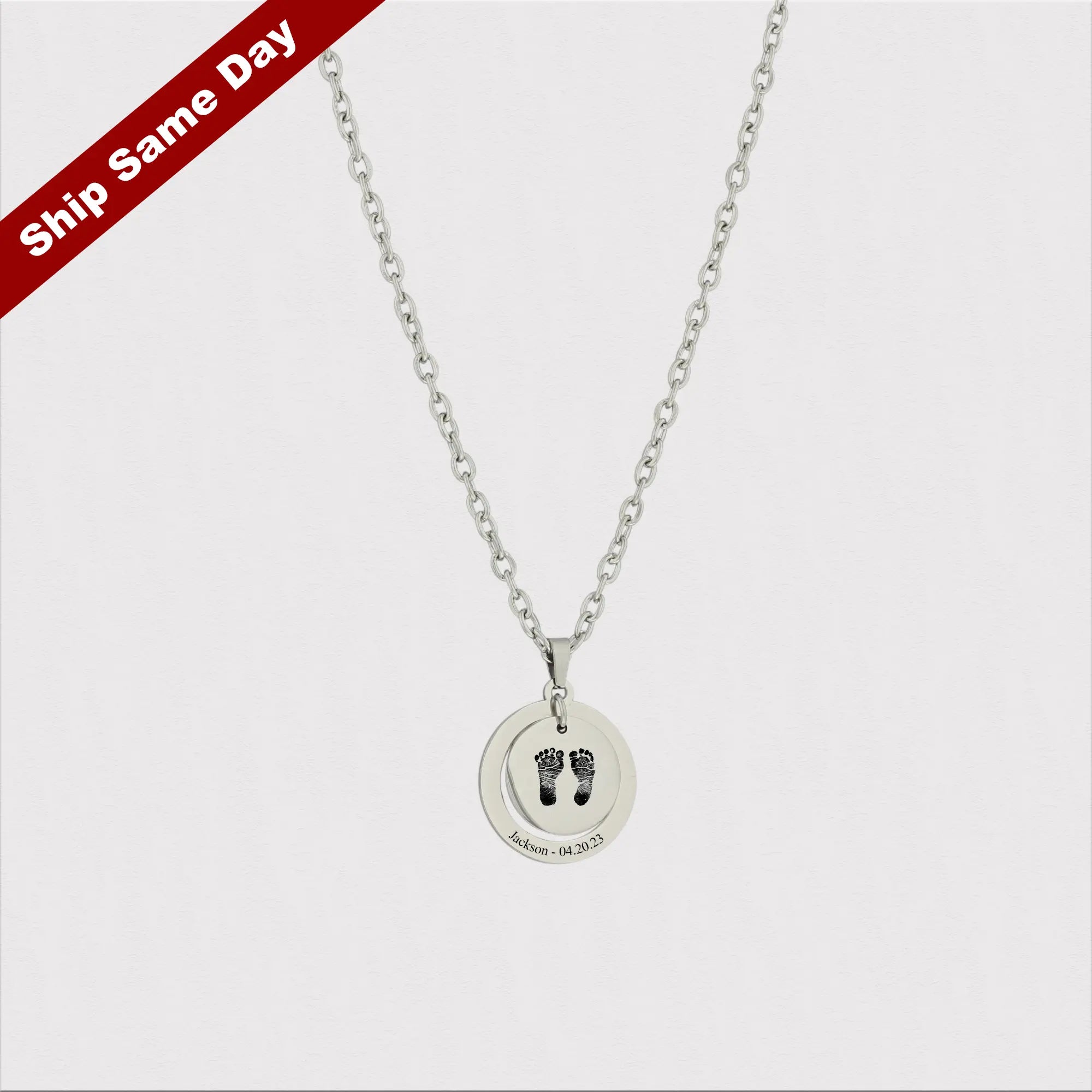 BabyHandNecklace Baby Hand Footprint Pendant, Mom's Jewelry