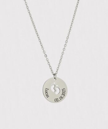 feet name necklace, baby name necklace