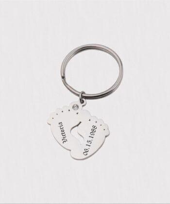 Baby Foot Charm, Engraved Key ring
