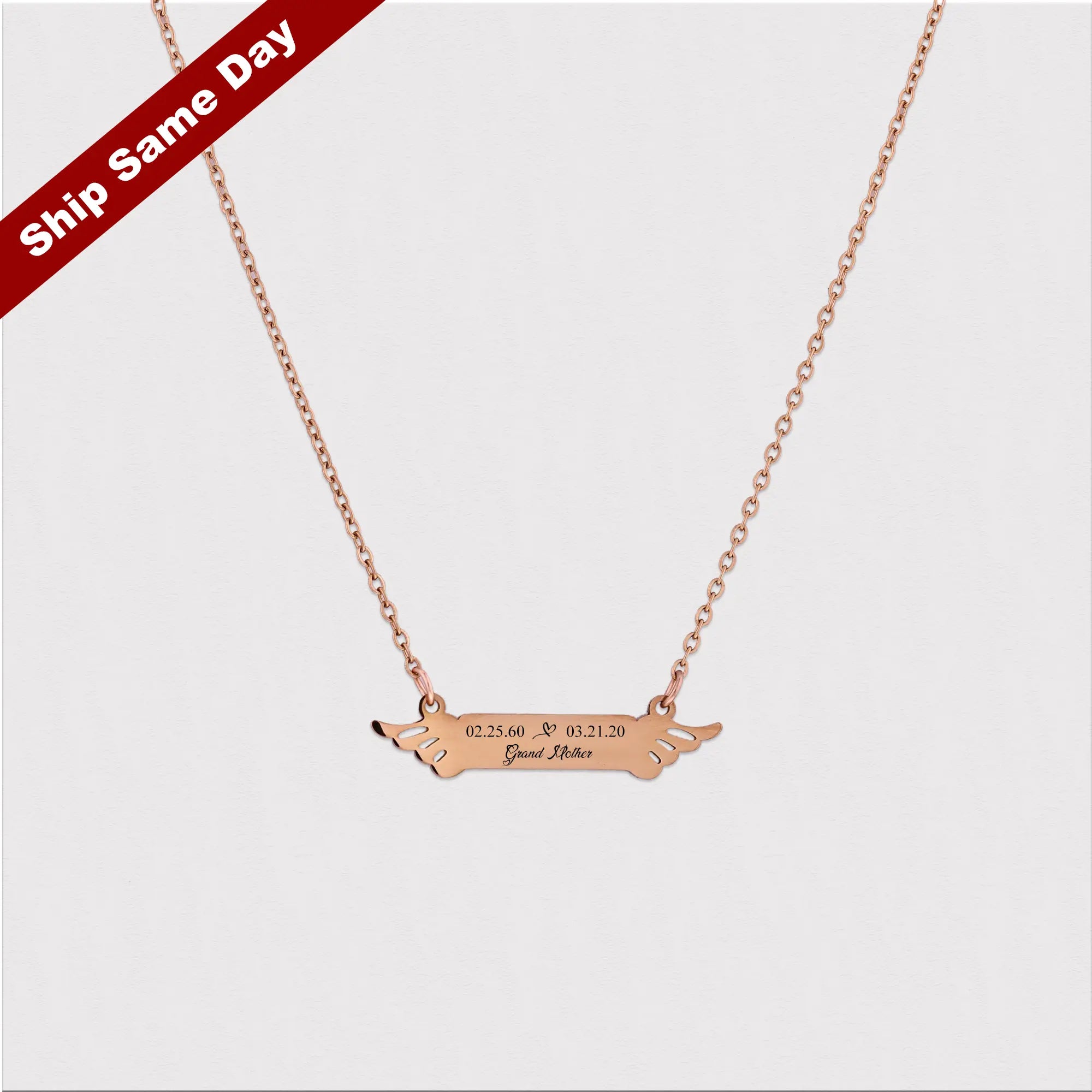 BarNecklaceWithWings Bar Necklace With Wings, angel necklace