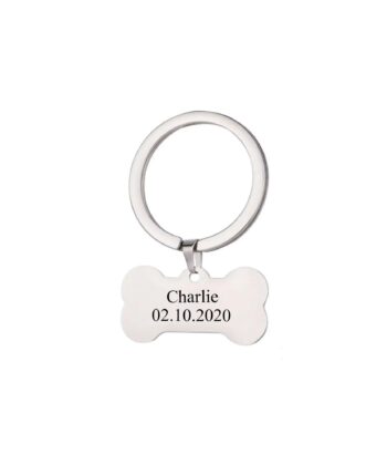 BoneKeyring custom pet keychain, Dog Name Keychain