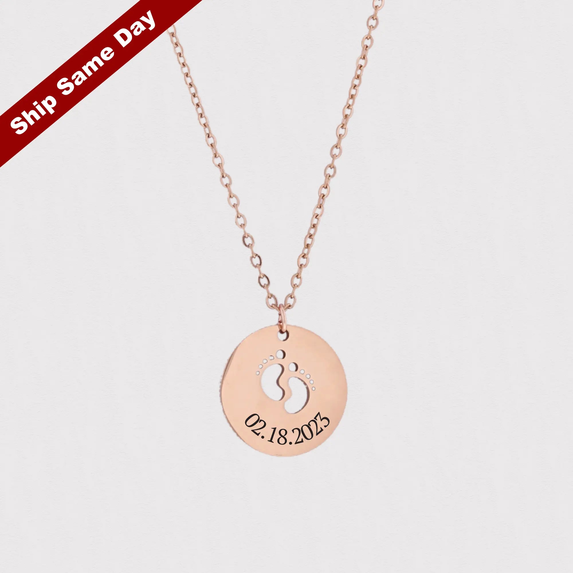 CustomizedNewBornBabyFootprint Customized New Born Baby Footprint, Round Name Necklace