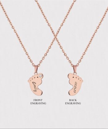 EngravableBabyPendant Baby Foot Necklace, custom footprint
