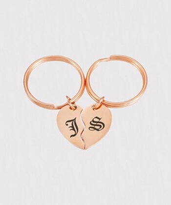 EngravedCoordinateKeyring split heart keychain, best friend keychain