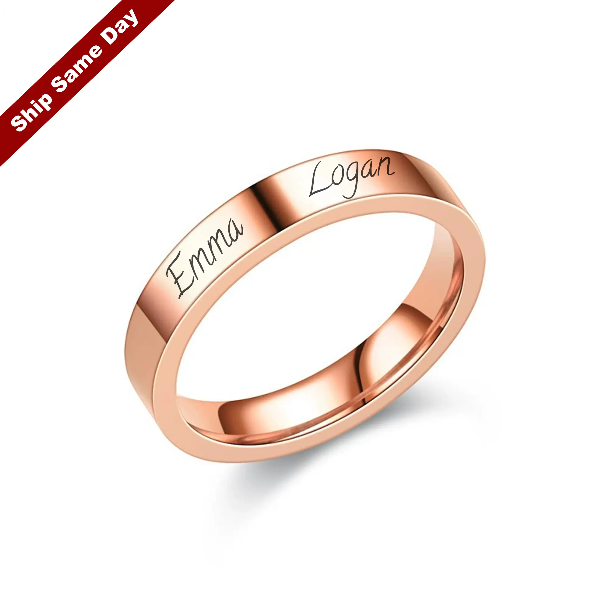 EngravedNameBandRing Initial Ring, custom date ring