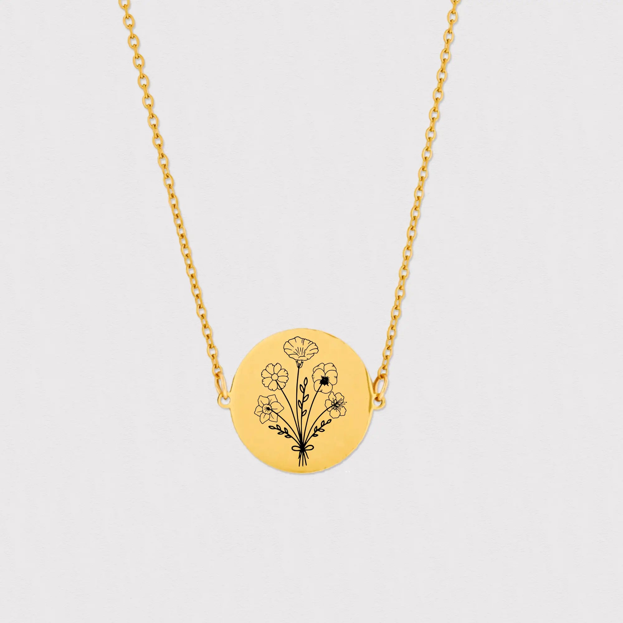 FlowerNecklace Birth Flower Pendant, Birth Necklace