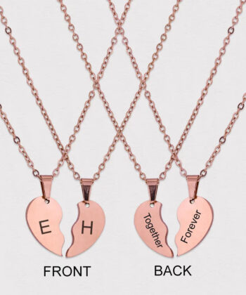Half Heart Couple Rose Gold Necklace , half-heart pendant