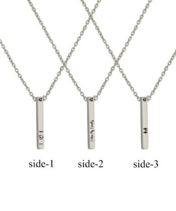 KCL14_1 3D Bar Necklace,4 side necklace,Date Necklace,Minimalist Necklace,Necklace for women,Signature Necklace,coordinate necklace,custom name necklace,engraved necklace,gift for boyfriend,gift for men,gold bar necklace,his and hers gifts