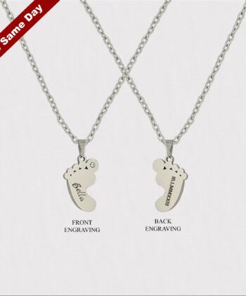 Personalized Baby Foot Necklace, Baby Foot Name Necklace