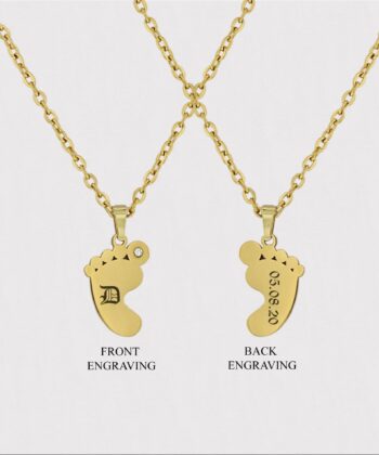 feet name necklace, baby name necklace