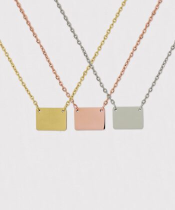SquareNameplateNecklace Minimalist Engraved Date Tag Pendant