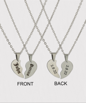 bestfriendNecklace Split Heart silver Best Friend Necklace , Half Heart Necklace