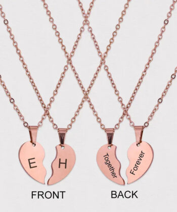 bffnecklaces Split Heart rose gold Best Friend Necklace, Friendship Necklace