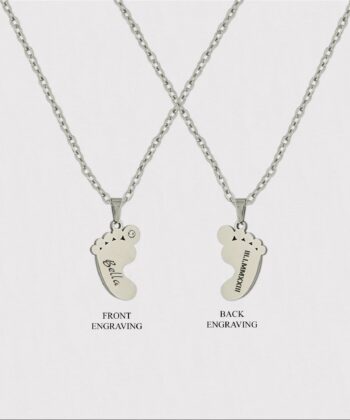 firstbabypendant Personalized name necklace, Date Baby Foot Necklace