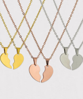 friendshipnecklace Split Heart Gold, rose gold, silver Best Friend Necklace , Half Heart Necklace
