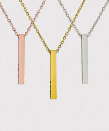 Vertical Square Gold, Rose Gold, Silver Name Bar Necklace , Square Shape Pendant