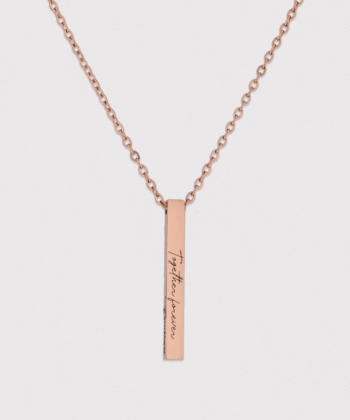Vertical Square Rose Gold Name Bar Necklace , Square Shape Pendant