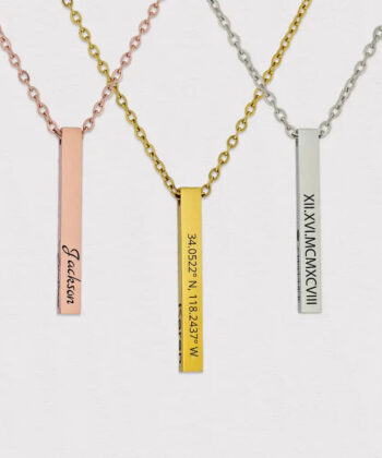 Name Bar Necklace , Square Shape Pendant